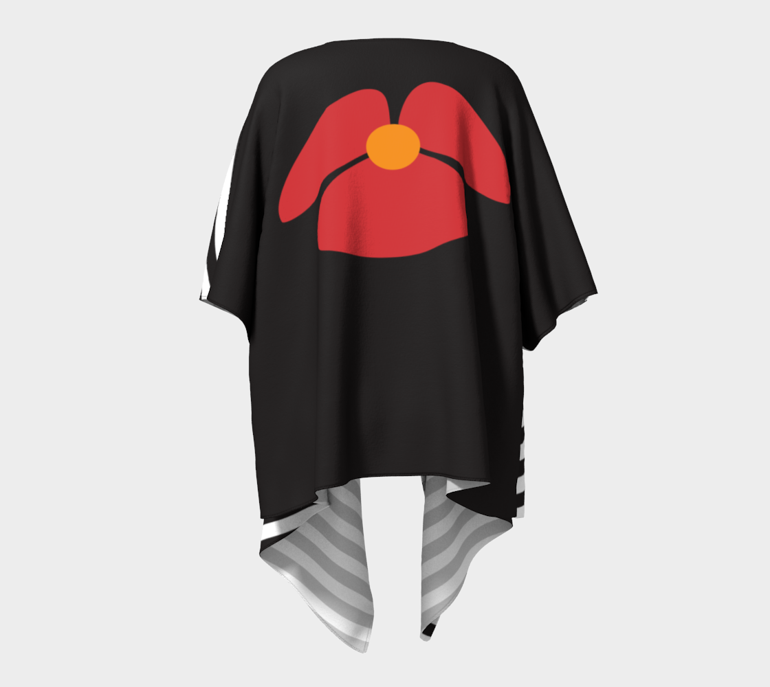 Kimono - Flores - blanco y negro